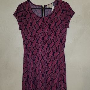 Michael Kors, Medium, Pink and Navy Snake Skin Print Dress
